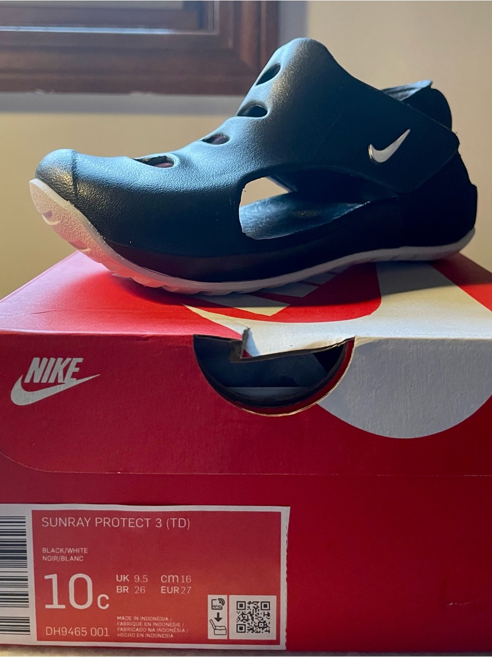 Nike Kids Black/White Sunray Protect Sandal